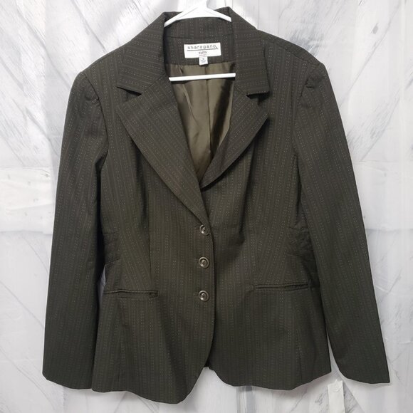 NWT Sharagano Olive Striped Blazer Office Casual Boho Minimalist 18 - Picture 6 of 11